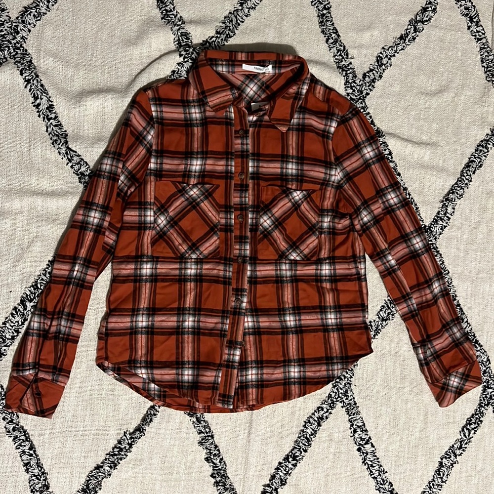 New with Tag size S Timing Rust, black and white flannel